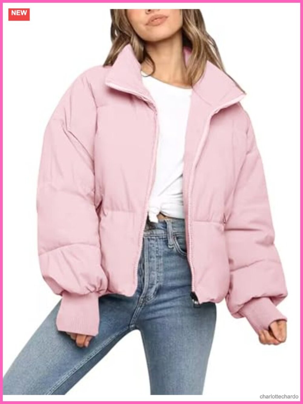 Womens Cropped Puffer Jacket Winter Quilted Zip Up Warm